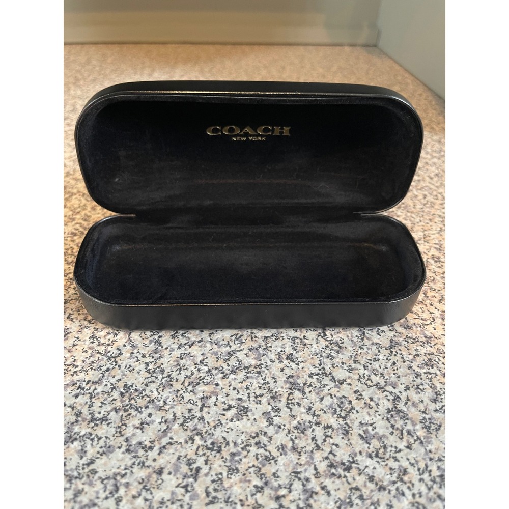 Coach Eyeglass Case Unisex OS Black Excellent Hard Shell Clamshell Logo